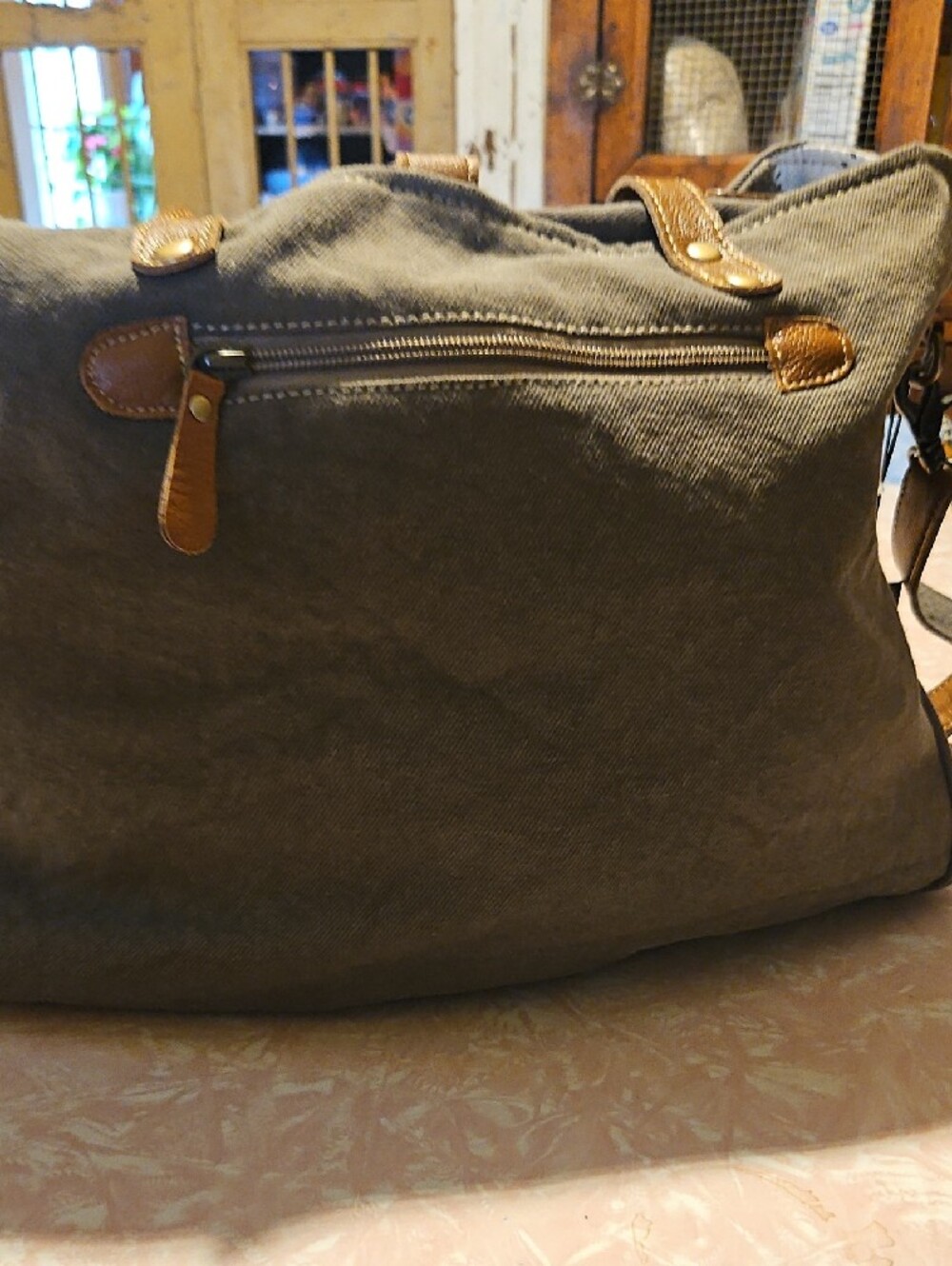 Myra Bag Southwestern Tapestry Tote in Brown, Cream, Teal - Picture 7 of 14